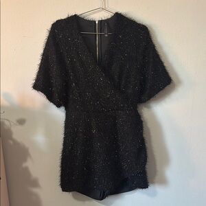 Smash + Tess Black Fuzzy Romper